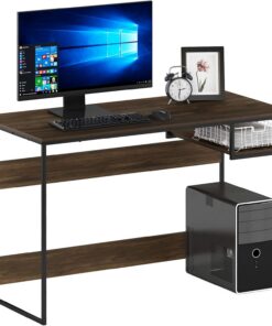 Furinno Escritorio De Computadora, Columbia Nogal/Negro, Talla única