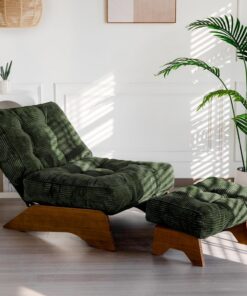 MAXYOYO Sillón de Acento con Reposapiés y Respaldo Regulable, Sillón Lounge Acolchado Modelo Moderno, Sillón Relax Cómodo para Sala de Estar, Rincón de Lectura
