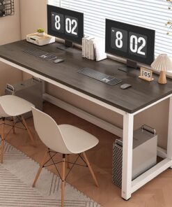 Mesa Escritorio, Escritorio de Estudio, Tablero de 2,5 cm de Grosor, Muy Estable, Mesa Gaming Desk, Ahorra Espacio, Montaje Sencillo, Apto para múltiples configuraciones(Grey+White,120cm)