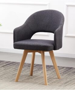 Sillas de comedor giratorias modernas con diseño de bañera tapizada y patas de madera maciza, sillones grises para sala de estar u oficina