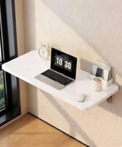 XJBTBA Escritorio Compacto montado en la Pared para Espacios pequeños, Mesa Plegable para lavandería con Soportes para estantes, Mesa de Comedor con Hojas abatibles y Banco de Trabajo Plegable (80 *