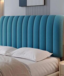 Funda de Cabecera de Cama, para Camas Individuales Dobles King Queen | Tejido De Terciopelo Suave, para Decoración Dormitorio, Con Bolsillo Lateral, Con Relleno, Lavable(Blue,220cm)