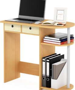 Furinno Go Green Escritorio De Computadora, Haya, Haya/Marfil/Blanco, Talla única
