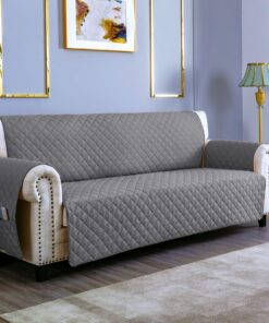 sevi's Funda Sofá 1 Plazas Impermeable e Antideslizante con Bolsillos, Cubre Sillon Orejero/Relax Reversible Antiarañazos para Mascotas, Oeko-Tex, Lavable - Gris Claro