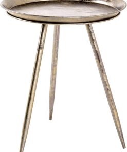 HAKU Mesa Auxiliar Redonda de Metal Bronce, mesita de salón Redonda pequeña - Dimensiones: 54 cm (Alto) x 44 cm (diámetro) Estilo: Moderno