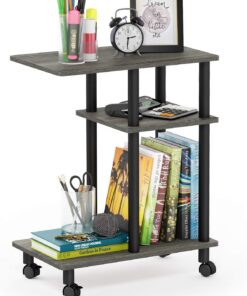Furinno Turn-N-Tube Mesas Laterales, Madera, Roble French Grey/Black