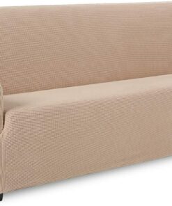 TIANSHU Funda Elástica para Sofá, Funda Sofa 4 Plaza, Ajustables Fundas Sofa Elasticas, Proteger el sofá, Funda de Sofá con Reposabrazos Antideslizante Antimanchas Lavable (Arena)