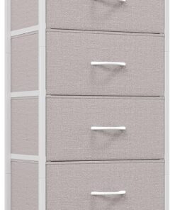 Somdot Comoda Dormitorio con Cajones de Tela, Cajonera para Salón, Estudio y Habitación Infantil, Armario, Gavetero, 30 Profundidad x 42 Ancho x 115 Alto (6 Cajones), Gris Ceniza