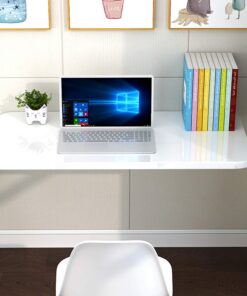 aleawol Mesa de pared plegable flotante para ordenador portátil, mesa de trabajo plegable, mesa de ordenador, mesa de comedor con soportes para ahorro de espacio (blanco 60 x 40 cm)