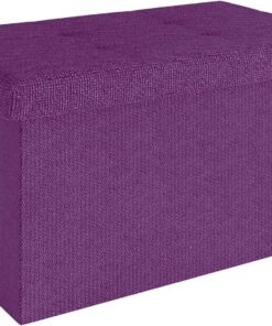 INTIRILIFE Banco Plegable de 49 x 30 x 30 cm, en Color Lila Niebla, con Espacio de Almacenamiento y Tapa de Tela con Huecos, reposapiés, Caja de Almacenamiento, baúl