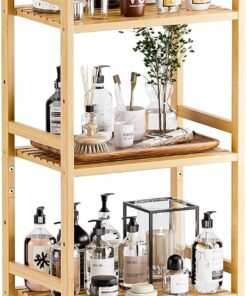 HITNET Estantería de Bambú, Estantería de Baño de 5 Niveles con Estantes Ajustables Abiertos, Organizador de Almacenamiento Independiente de Cocina, Expositor de Plantas de Flores, Natural