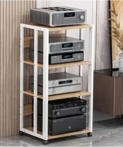 Estante de Audio y Video para Cine en casa, Oficina, Torre de Soporte Multimedia, Mueble de TV esquinero de 4 Niveles, Unidad de Almacenamiento de componentes, Mueble estéreo, Consola de TOC
