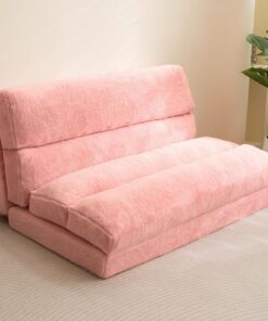 MAXYOYO Cama Puf, Sofá Cama Plegable, Colchón de Suelo Extra Grueso Plegable 6 veces, Sofá de Suelo Dormitorio Salón (Rosa, 100 x 240 cm)