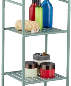 Relaxdays Estantería Metálica, Acero, 115x33x28 cm, Estante Baño y Cocina, 4 Baldas, Librería Metal, sin Fondo, Verde