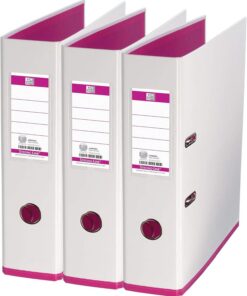 Oxford MyColour - Archivador (3 unidades, tamaño A4, 8 cm de ancho, bicolor blanco y rosa)
