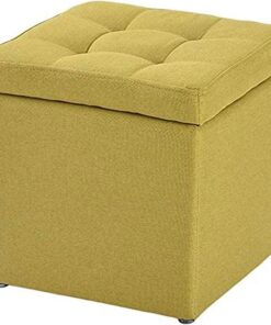Reposapiés tapizado Reposapiés de Lino, Banco de Almacenamiento Plegable con Relleno de Esponja Altamente elástica, Banco de Asiento y reposapiés Plegables, poliéster, reposapiés d