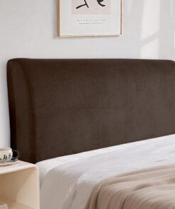 Terciopelo Funda Cabecero Cama, Protector De Cabecero De Cama A Prueba De Polvo, Desenfundable, Universales, Elástico, Tejido Suave, Decoración del Dormitorio(150cm, Café)