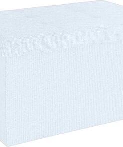 INTIRILIFE Banco Plegable 49 x 30 x 30 cm en Blanco Nieve - Cubo de Asiento con Tapa y Espacio de Almacenamiento de Tela con Huecos - Cubo de Asiento, reposapiés, Caja de Almacenamiento Plegable, puf