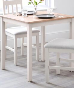 Julian Bowen Mesa de Comedor Cuadrada Coxmoor de 75 cm, Color Blanco y Roble, Madera, 75 x 75