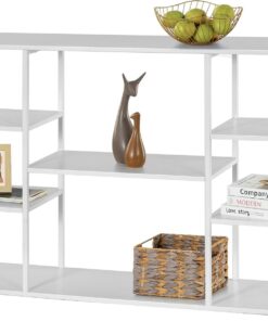 HDANI Mesa Consola 120cm, Muebles de Entrada Modernos, Marco Robusto y Estable, Patas Ajustables, para Sala de Estar, Pasillo, Puerta de Entrada, Blanco, 120×30×80cm