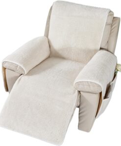 EBETA Funda para sillón reclinable, Funda Protectora Antideslizante para sillón de Relax, Funda Protectora Antideslizante (Crema, 76 x 231 cm)