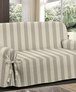 BIANCHERIAWEB Funda Protectora para sofá con Lazos, diseño de Rayas Anchas, 3 plazas, Rayas Anchas