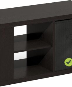 Furinno Viola Mesa de Centro de 3 Niveles con Tablero de 3 cm; Estante Abierto y Compartimento; para Sala, Dormitorio u Oficina en casa; Acabado en Roble Oscuro