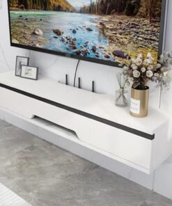 Mueble flotante de TV montado en la pared, centro de entretenimiento para sala de estar, dormitorio, estante estrecho de 110 cm