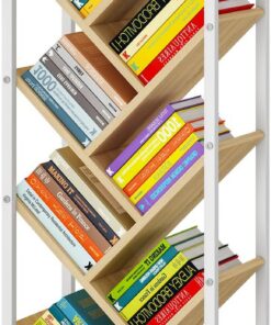 IBUYKE Estantería de Árbol de 9 Niveles,Librería Vertical,Natural TBC002N | Estante de Pie para Libros Estanteria Esquinera para Dormitorio Salón Oficina en Casa