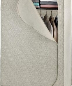 WENKO Armario con repisa Balance - guardarropa móvil, armario plegable, Polipropileno, 90 x 160 x 50 cm, Taupe