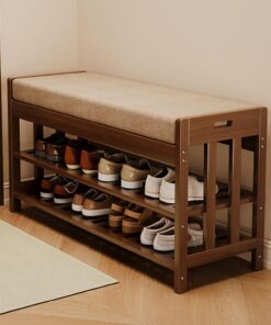 Banco de Almacenamiento de Zapatos de Bambú, Banco de Zapatero con Asiento Acolchado, Estante Organizador de Zapatos Abierto, Ahorro Espacio, for Sala de Estar, Entrada Recibidor (Size : 2
