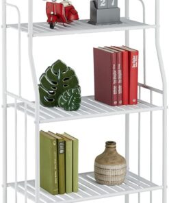 Relaxdays Estantería Metálica, Acero, 133x56x28 cm, Estante Baño y Cocina, 5 Baldas, Librería Metal, sin Fondo, Blanco