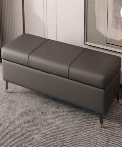 Otomana Moderno Cuero Almacenamiento Banco Taburete De Salón, Banqueta Dormitorio Banco Moderno Con Espacio De Almacenamiento, Taburete De Salón, Banqueta Rectangular Banco Pie De Cama Para Pasillo(Da