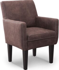 CAVADORE Malm - Sillón tapizado para Cocina o Comedor en imitación de Piel, con Costuras de Contraste, Apto para Muebles de Cocina Malm, 66 x 96 x 71 cm, Microfibra: marrón