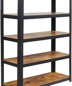 Relaxdays estantería Carga Pesada, 500 kg, 5 baldas, Efecto Madera, Acero y MDF, HBT: 200 x 100 x 40 cm, Negro/marrón
