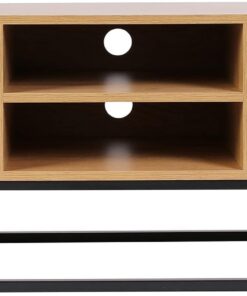 HOME DECO FACTORY - HD6626 Mueble de TV en Madera Natural y Metal - Diseño Auténtico con 2 Cajones - para Salón - Dimensiones 177 x 39 x 48 cm - Color Negro