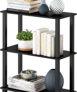 Furinno Estantes sin herramientas Americano/Negro Tubería rectangular