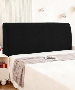 Ystyle Funda Cabecero Cama, Suave Fundas para Cabeceros De Cama Antipolvo, Cubierta De Cabecera Elástico Universales, Funda Protectora De Cabecera Modernas Color SóLido (150CM, Negro)