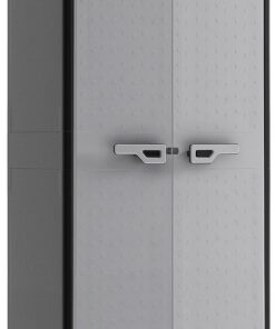 Keter Armario Titan Multispace XL|Almacenaje Interior y Exterior|Resina|Resistente al Agua con 2 Puertas y 8 Baldas regulables en altura|Color Negro/Gris|80 x 44 x 182 cm