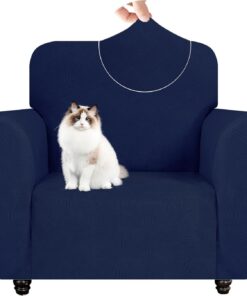 YSTELLAA Funda Sillon 1 Plaza Elasticas, Fundas De Sofa Ajustables, Universal Protector Cubre Sofa, con Reposabrazos, Antideslizante, Antiarañazos, Antimanchas, para Salón, Azul