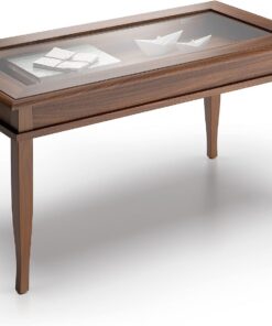 MOBILI FIVER, Mesa de Centro Classico, Color Nogal, mesita salón, mesita Auxiliar Baja, Made In Italy