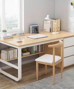 Escritorio de Ordenador con 3 Cajones, Estación de Trabajo de La Oficina en Casa de Madera Escritorio de Trabajo Estable, Moderno PC Portátil Mesa de Estudio(100x50x75cm(39x20x29in), Teak)