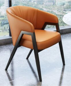 ZTGL Sillas de Comedor Tapizadas, Sillones Decorativos de Piel Sintética Moderno con Patas Oblicuas Estables, Respaldo Curvo Ergonómico, para Hogar, Oficinas Abiertas y Comedor,Naranja