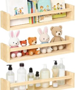 Set de 3 Estante de Pared de Madera Natural – Baldas Flotantes Pared Almacenamiento Creativo y Decoración en Cualquier Habitación, Estanterias Flotantes, Floating Shelves