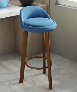 Madera Alto Heces de Contador,27 Pulgadas Alto Anti-Resbalón Bar Taburete Redonda Taburete Moderna Heces de Altura Asiento Cómodo Cocina Contador Bar,Blue a,High 70cm(27inch)