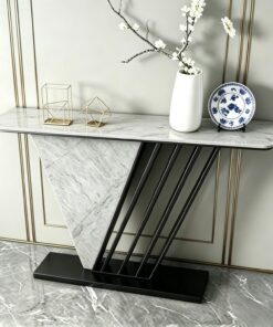 Mesa Consola Estrecha para Entrada y sofá, Marco Dorado geométrico | Marco metálico dorado, diseño estrecho para entrada, decoración del hogar