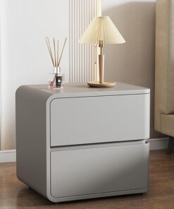 Organizador Almacenamiento Clásica,Muebles de Dormitorio Mesilla de Noche,Mesitas de Noche de Madera,con 2 cajones,para Dormitorio, Sala de Estar, Pasillo. ( Color : Gray , Size : LEFT_40X40X47CM )