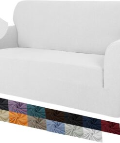 MAXIJIN Funda Creativa Jacquard para Sofá de 2 Plazas, Super Elástica Antideslizante para Sillón, Amigable con Mascotas, Protector Elástico de Muebles (2 Plazas, Blanco)
