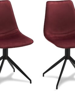 Furnhouse Ibbe Design Juego de 2 Burdeos Sillas de Comedor Giratorias Sillas de Cocina Isabel en Terciopelo, Patas de Metal, Sillas para la Cocina Comedor Sala de Estar, 48x57x85 cm