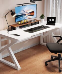 Escritorio Gaming Moderno de 120 cm - Mesa para portátil de Madera Maciza con Tablero de 2,5 cm de Grosor - Fácil de Limpiar y Montar - Ideal para Oficina en casa y teletrabajo - Elegante AC